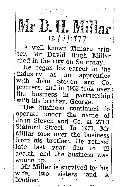 Obituary: Mr D H Millar