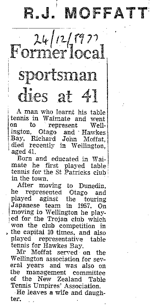 Obituary: R J Moffatt, Former local sportsman dies at 41