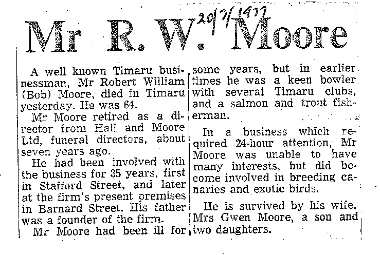 Obituary: Mr R W Moore