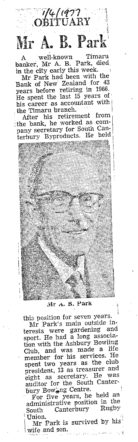 Obituary: Mr A B Park