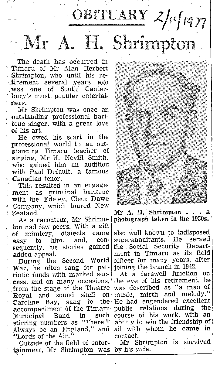 Obituary: Mr A H Shrimpton