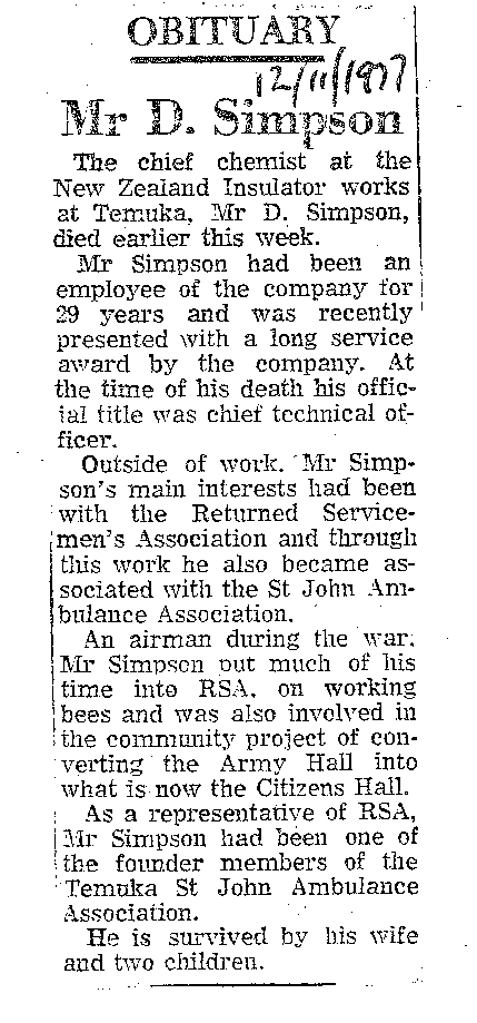 Obituary: Mr D Simpson