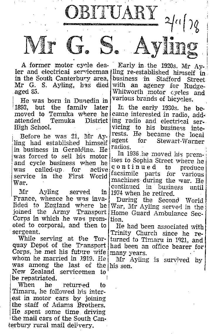 Obituary: Mr G S Ayling