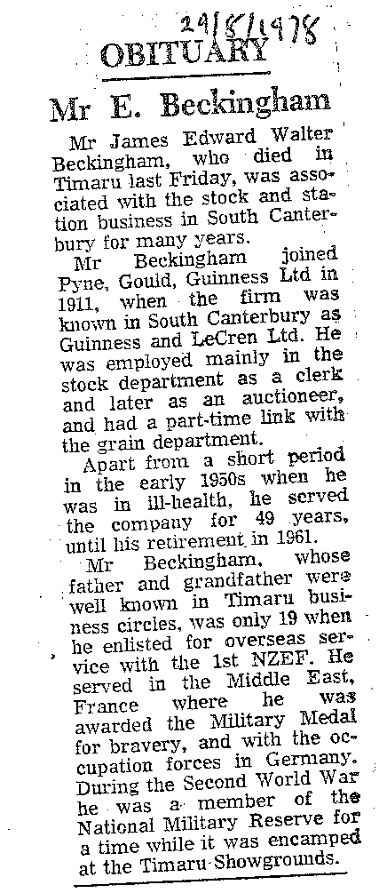 Obituary: Mr E Beckingham