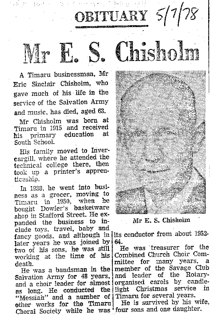 Obituary: Mr E S Chisholm