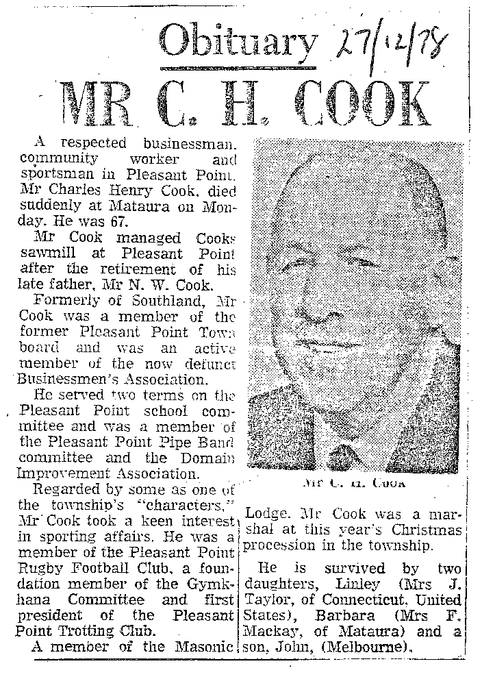 Obituary: Mr C H Cook