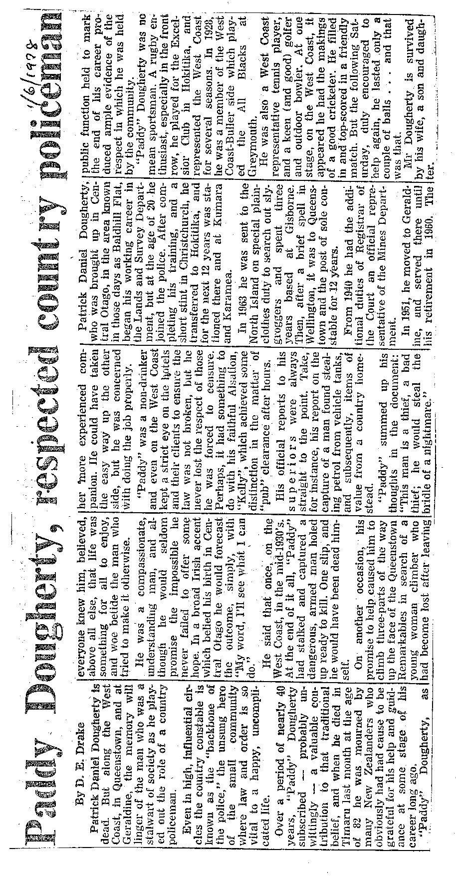 Obituary: Paddy Dougherty, Respected country policeman