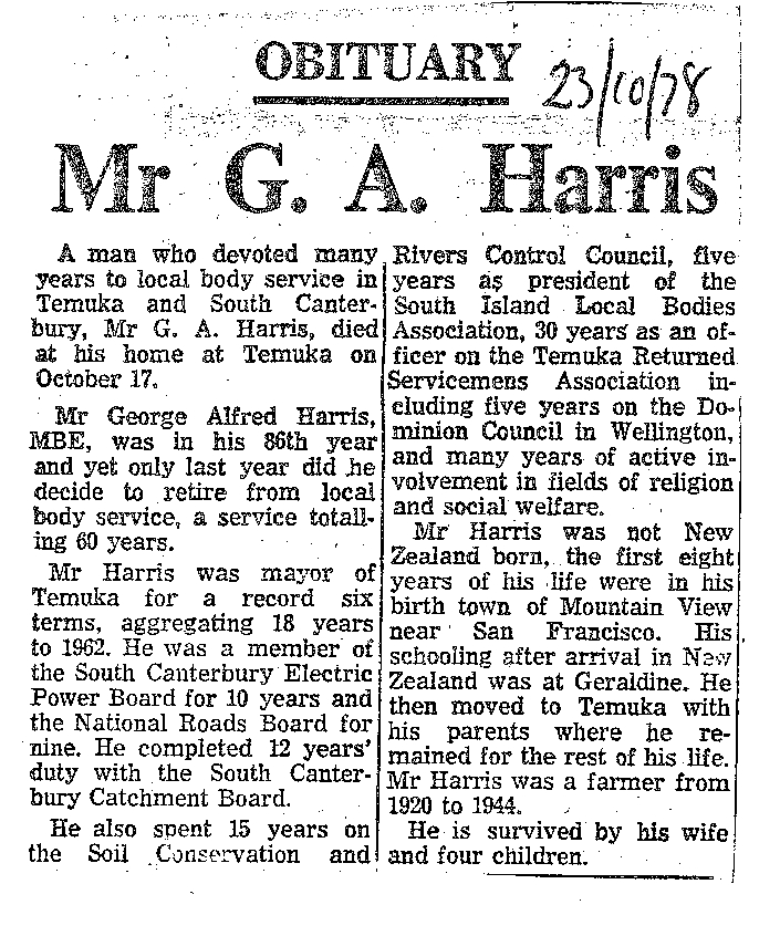 Obituary: Mr G A Harris