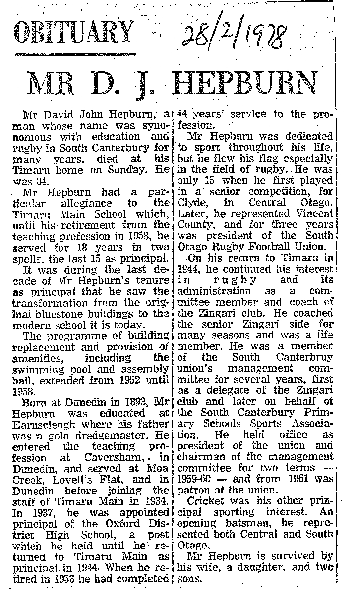 Obituary: Mr D J Hepburn