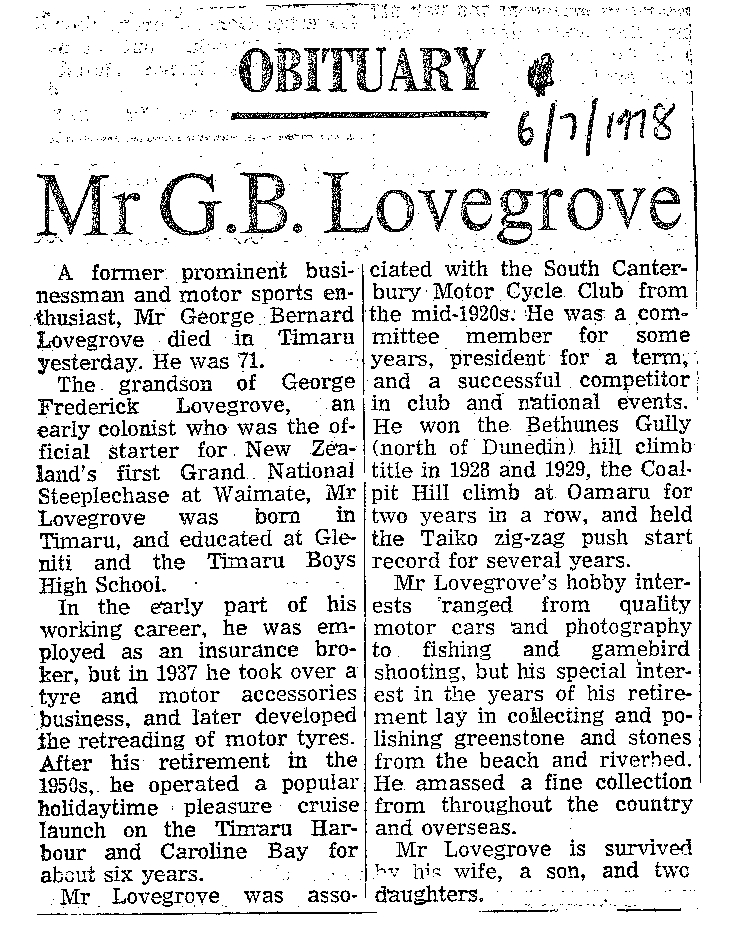 Obituary: Mr G B Lovegrove