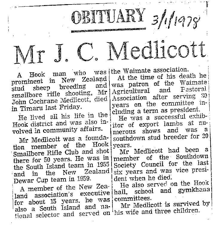 Obituary: Mr J C Medlicott