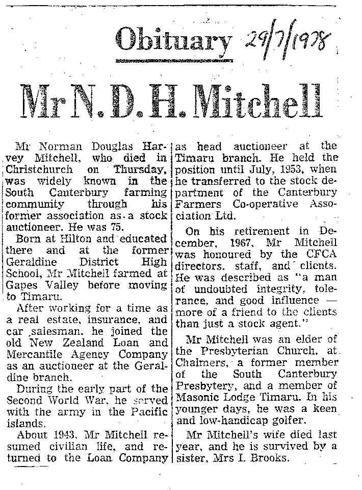 Obituary: Mr N D H Mitchell