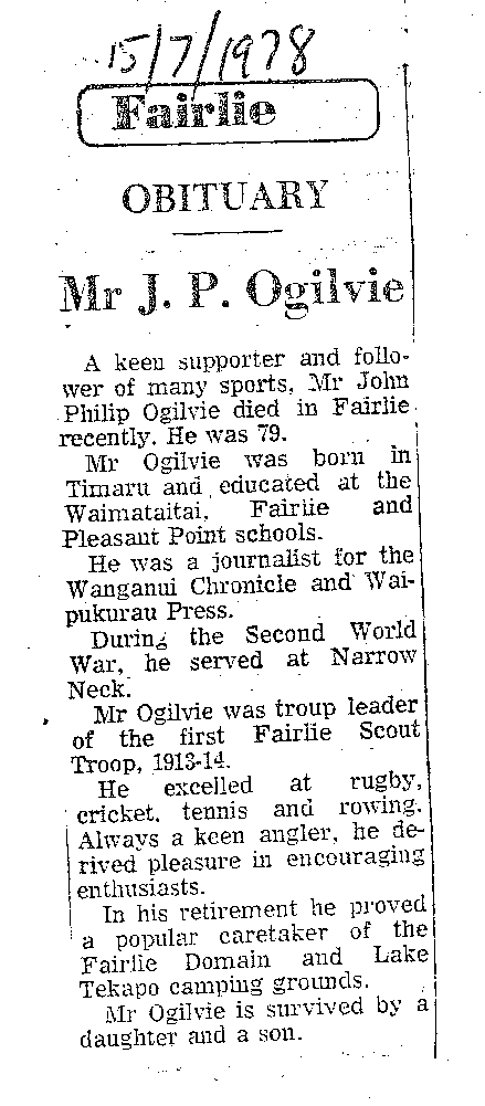 Obituary: Mr J P Ogilvie