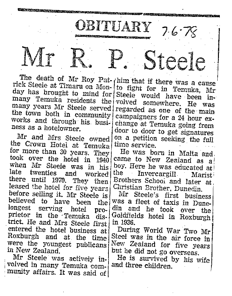 Obituary: Mr R P Steele