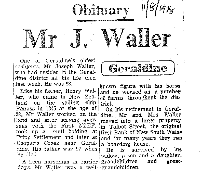 Obituary: Mr J Waller