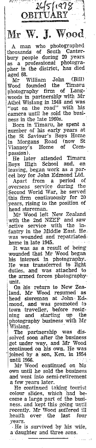 Obituary: Mr W J Wood