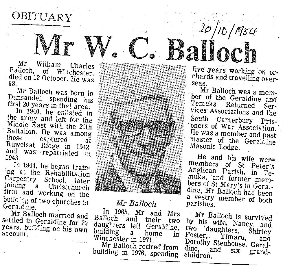 Obituary: Mr W C Balloch
