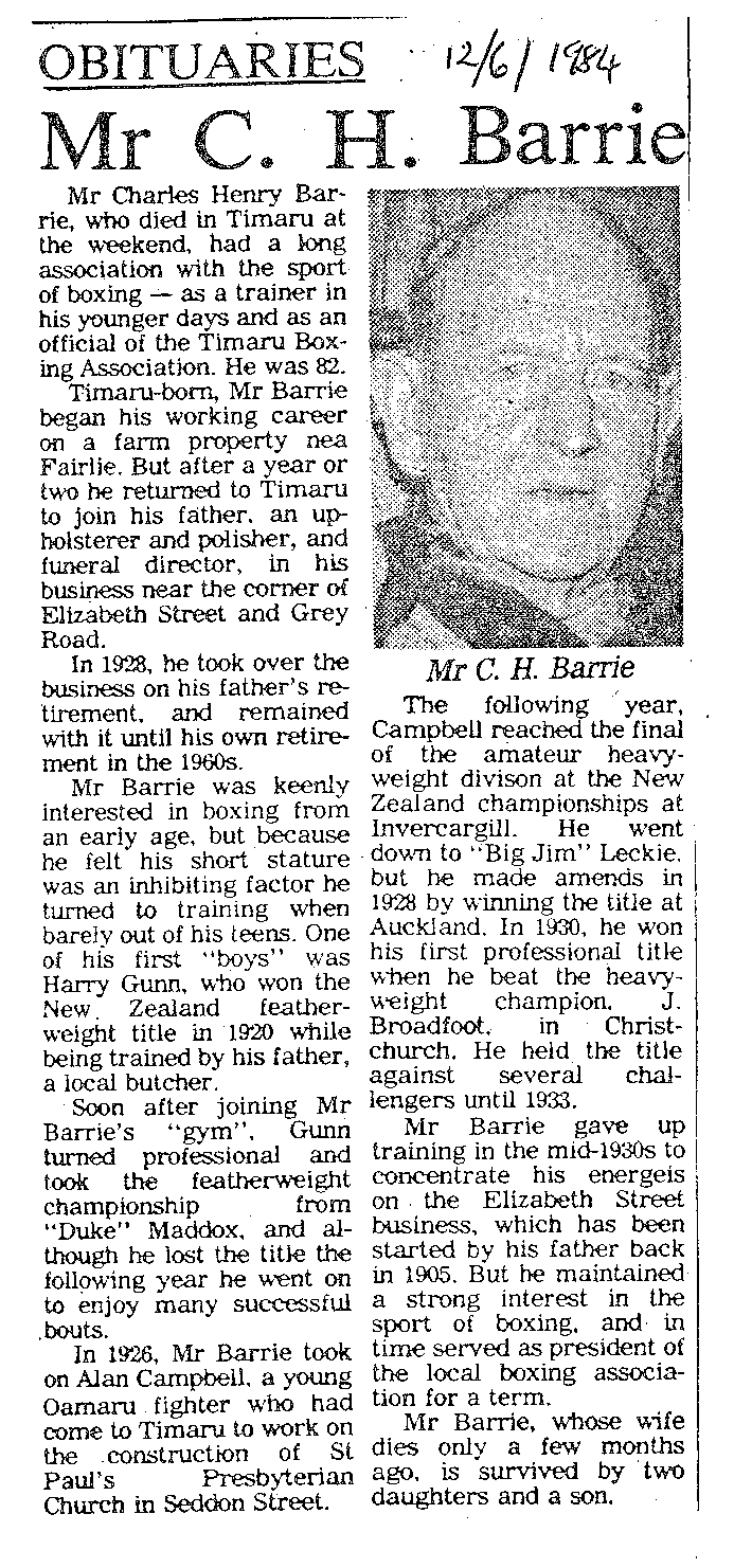 Obituary: Mr C H Barrie