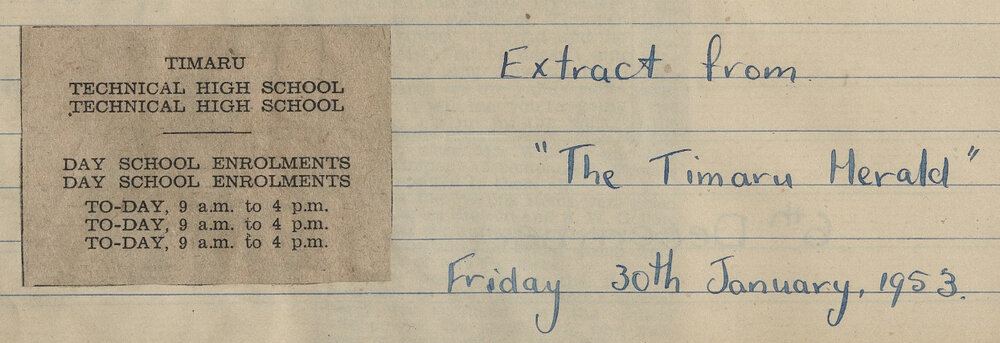 Timaru Technical High School: day school enrolments
