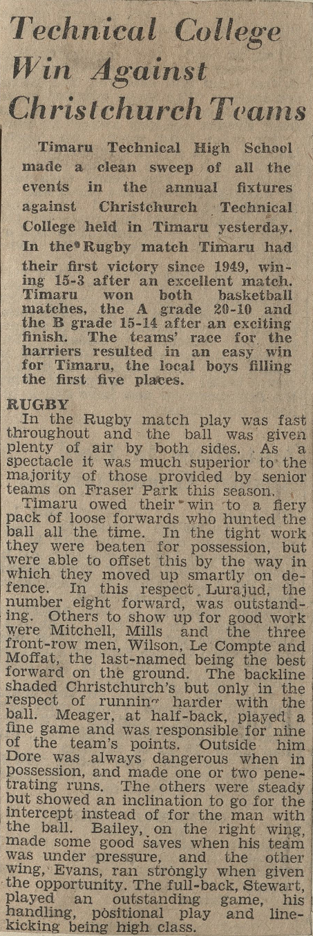 Technical College Win Against Christchurch Teams