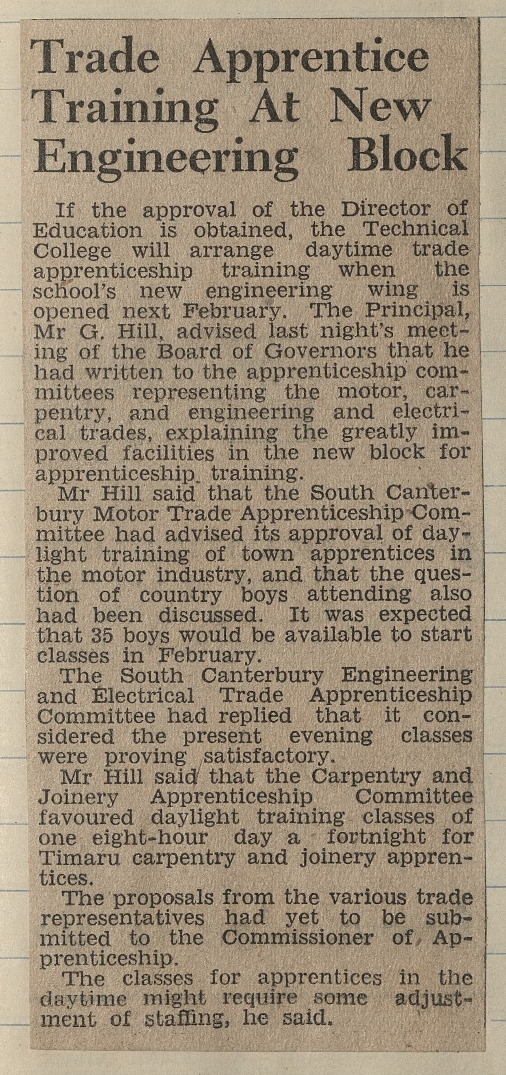 Trade Apprentice Training At New Engineering Block