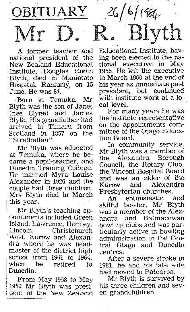 Obituary: Mr D R Blyth