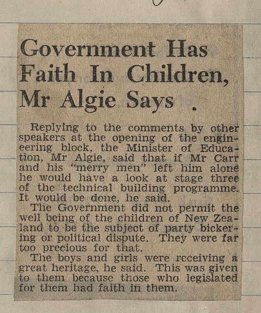 Government Has Faith In Children, Mr Algie Says