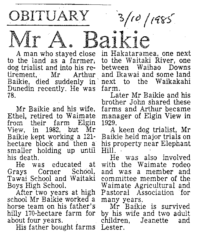 Obituary: Mr A Baike
