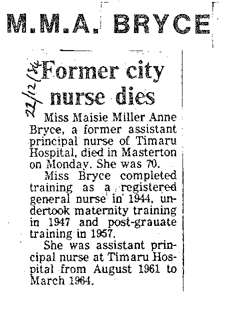 Obituary: M M A Bryce