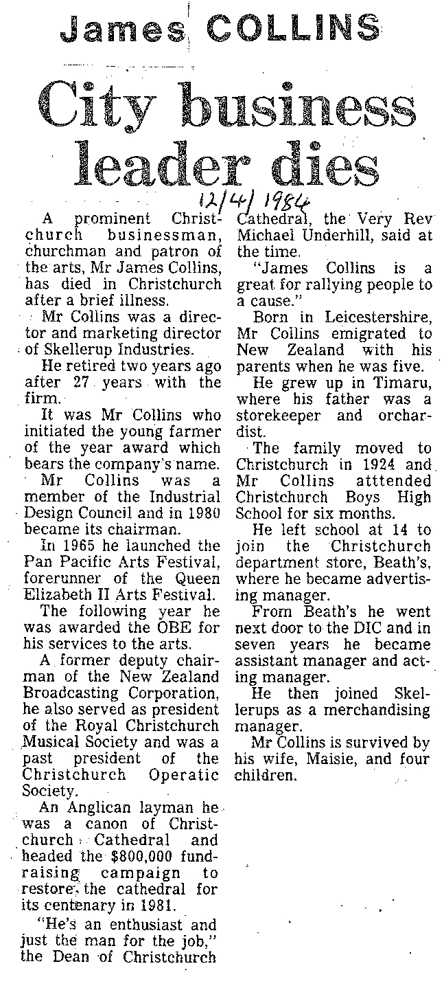Obituary: James Collins, City business leader dies