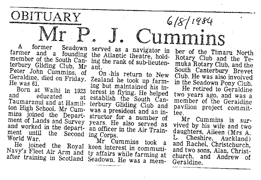 Obituary: Mr P J Cummins