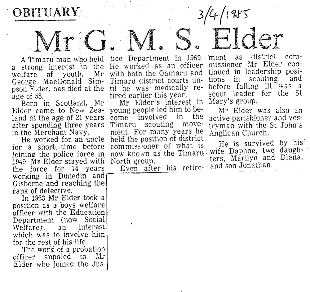 Obituary: Mr G M S Elder