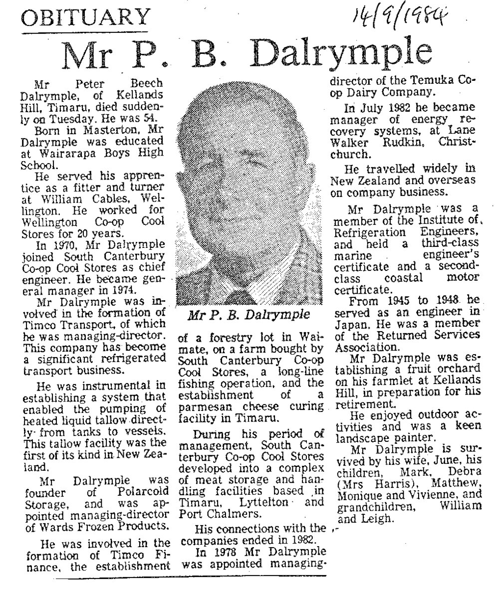 Obituary: Mr P B Dalrymple