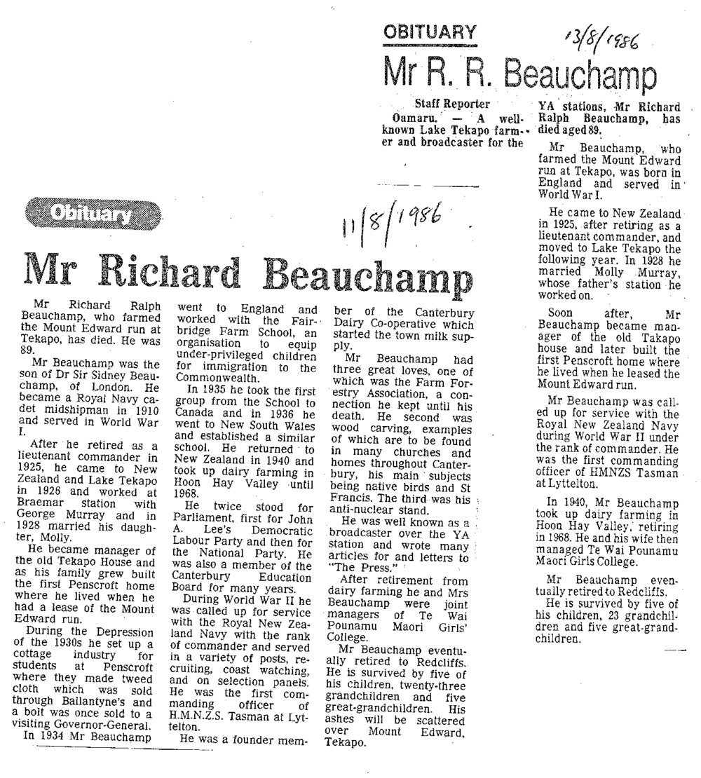 Obituary: Mr R R Beauchamp