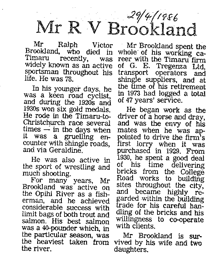 Obituary: Mr R V Brookland