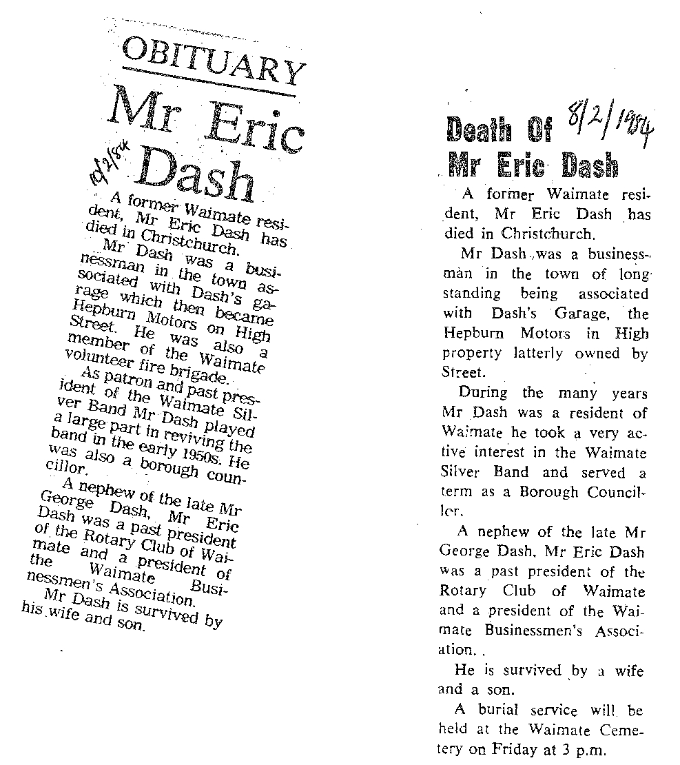 Obituary: Mr Eric Dash