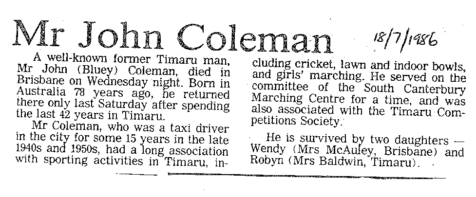 Obituary: Mr John Coleman