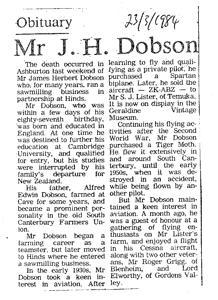 Obituary: Mr J H Dobson