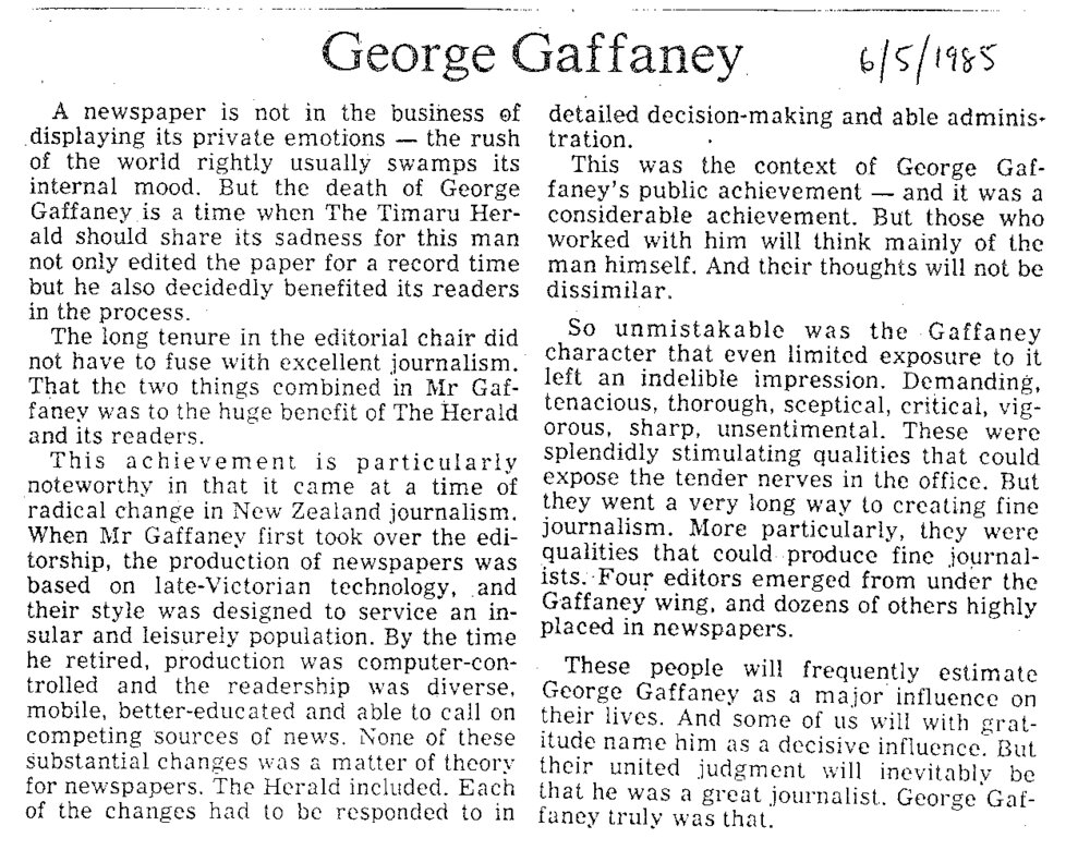Obituary: George Gaffaney