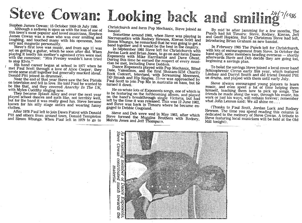 Obituary: Steve Cowan, Looking back and smiling