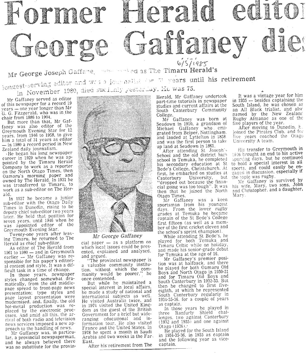 Obituary: Former Herald editor George Gaffaney dies
