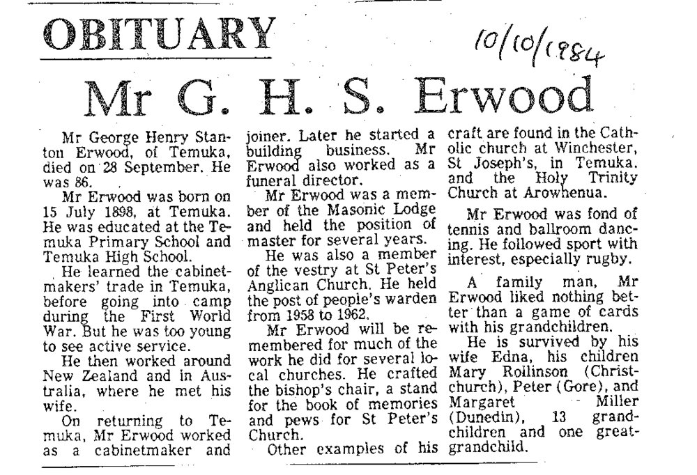 Obituary: Mr G H S Erwood