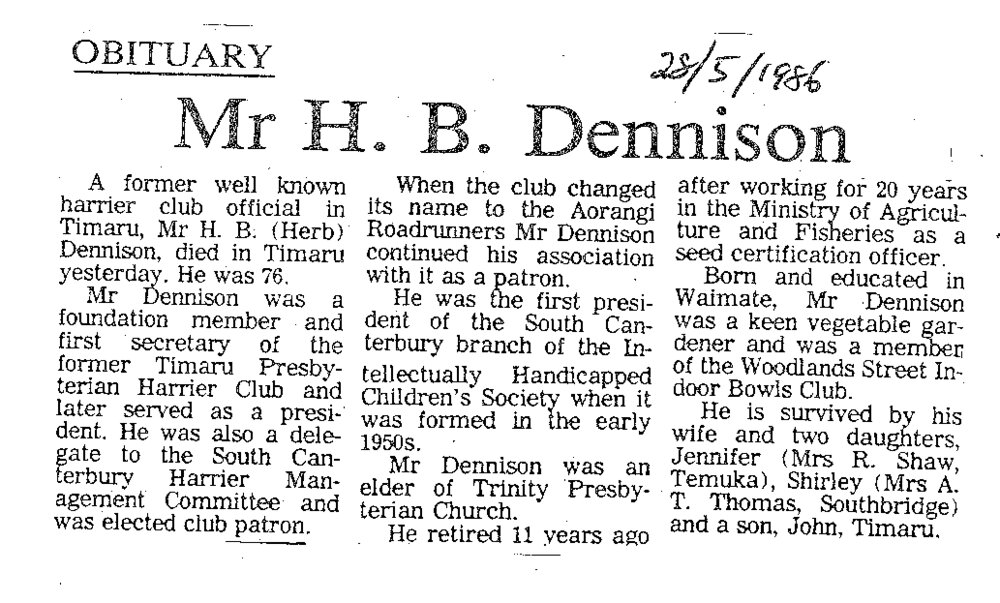 Obituary: Mr H B Dennison