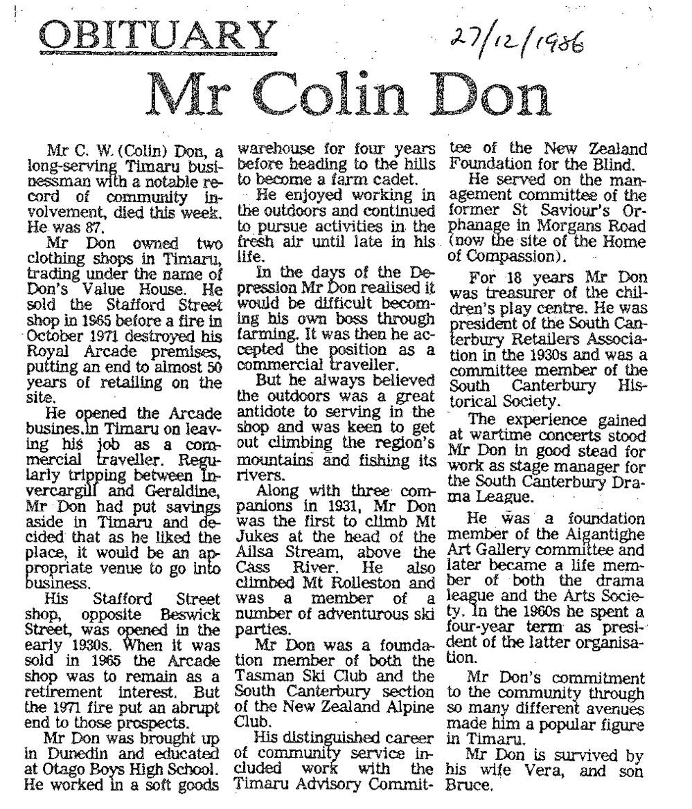 Obituary: Mr Colin Don