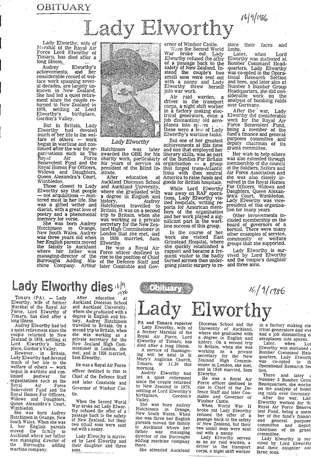 Obituary: Lady Elworthy