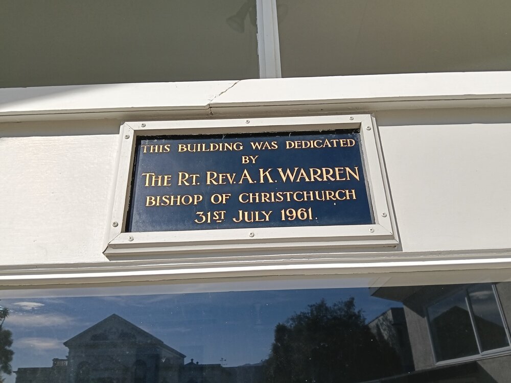St John&rsquo;s Waimate dedication plaque