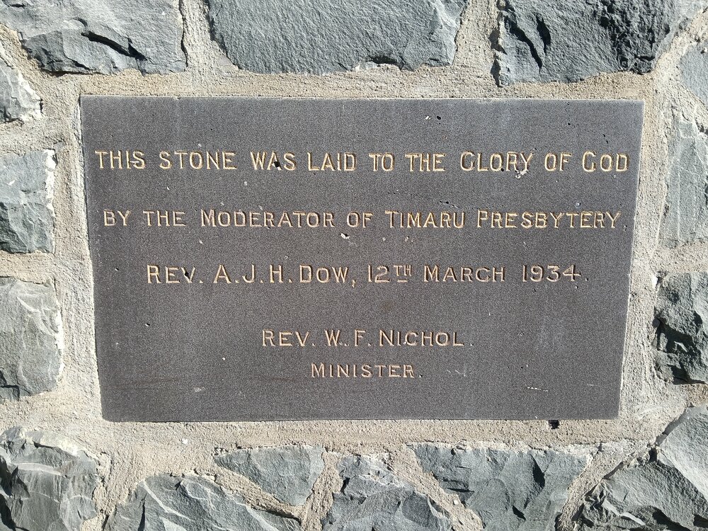 Knox Presbyterian Church Waimate foundation stone