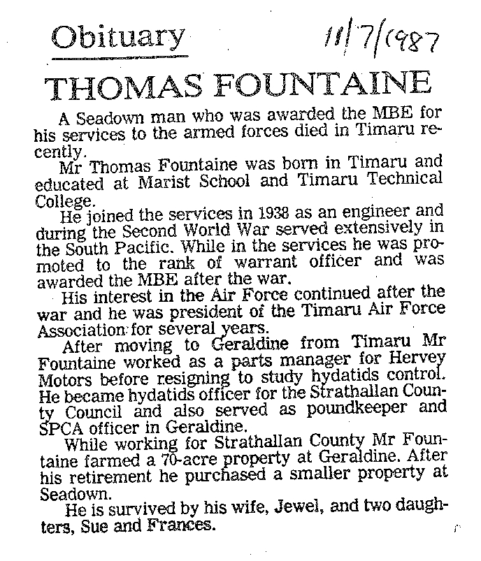 Obituary: Thomas Fountaine