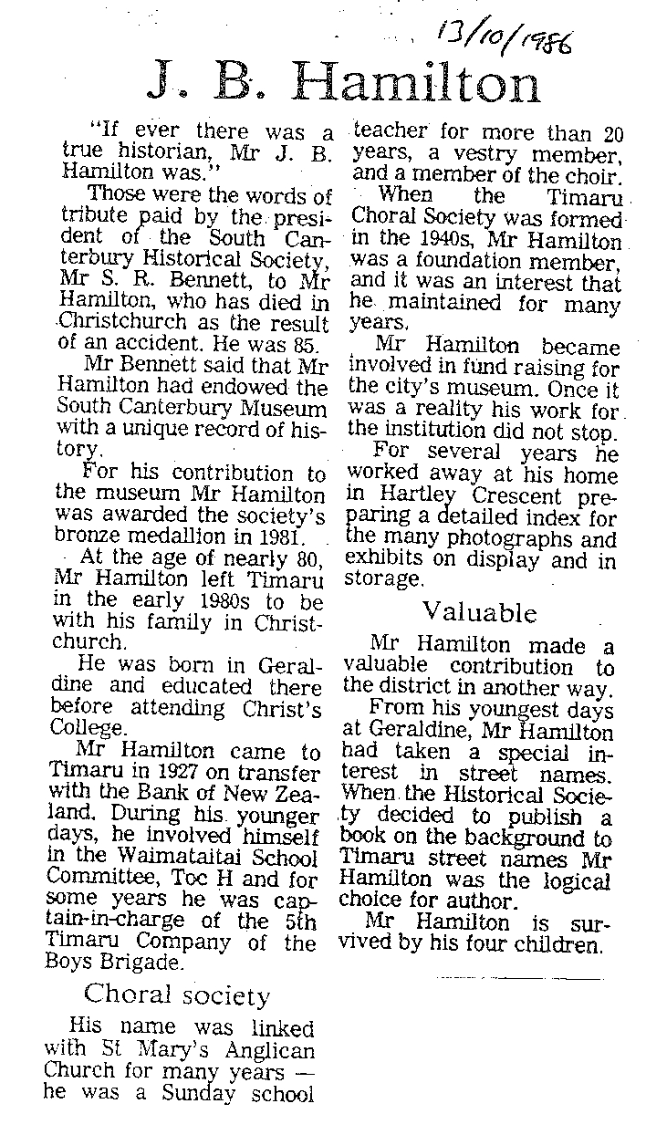 Obituary: J B Hamilton