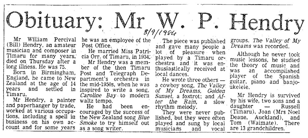 Obituary: Mr W P Hendry